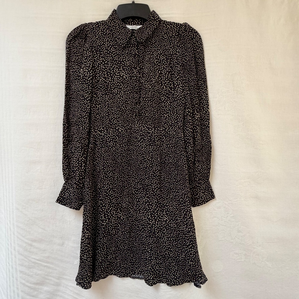 & Other Stories Paris Atelier Black Polka Dot Mini Dress Long Sleeve NWT Size 4